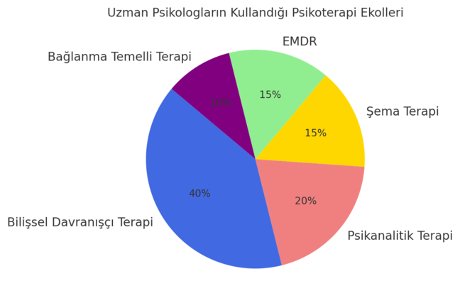 uzman psikolog ve psikolojik danışmanların kullandığı terapi ekollerini gösteren bir görsel